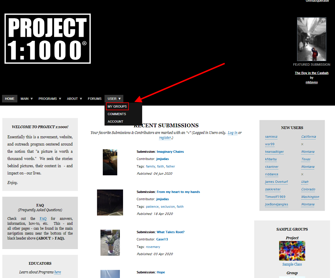 Group Administrator menu
