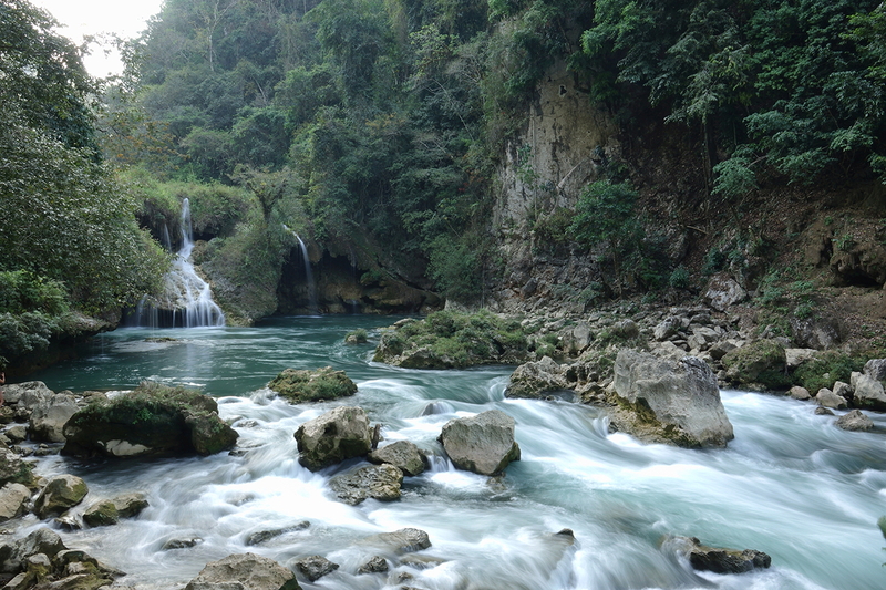 Waterfalls and pools at Semuc Champey, Guatemala