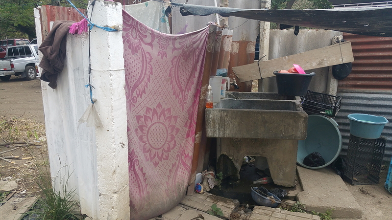 parking lot shower in Antigua, Guatemala